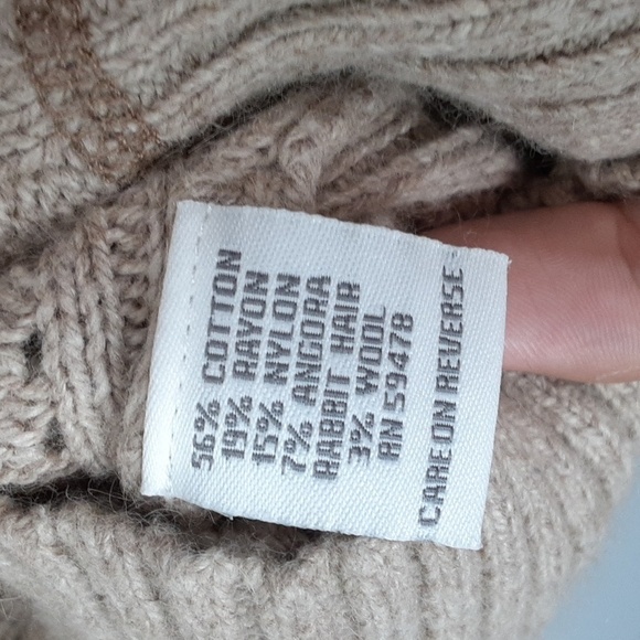 Pandemonium Angora Cotton Wool Blend Tan Deep V-Neck Sweater - Picture 8 of 8